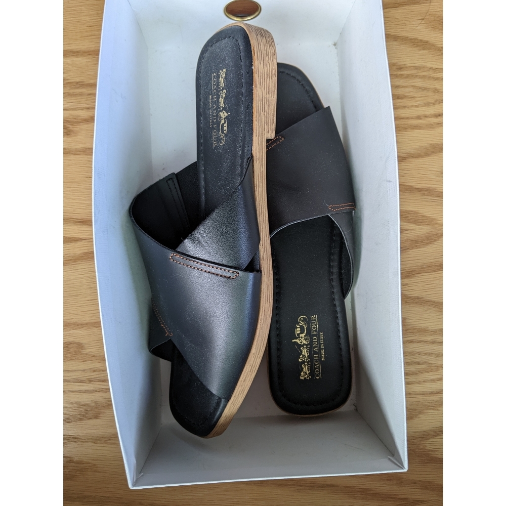 Coach And Four Italian Leather Slides